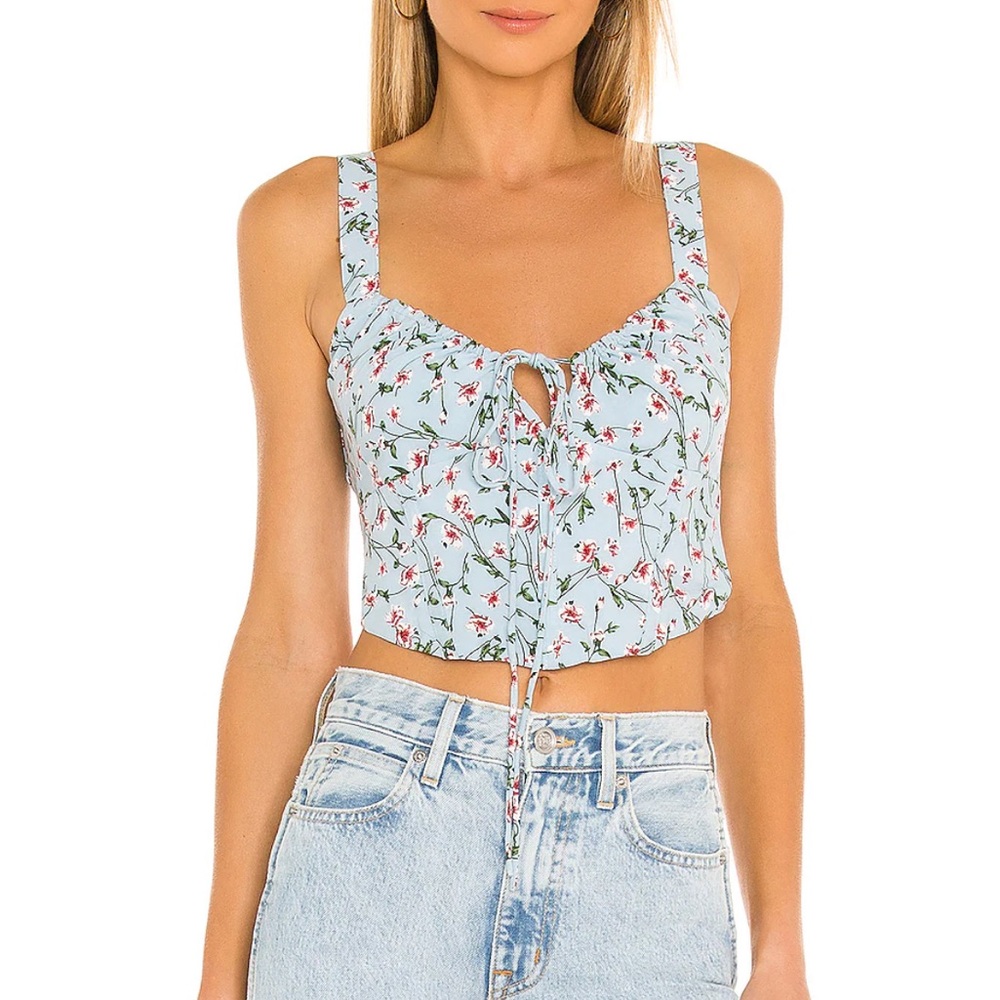 Revolve bardot floral corset top